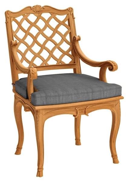 ASTELLO Садовый стул из тика с подлокотниками Fleur de lys sun-id-1495880 - Вид №6