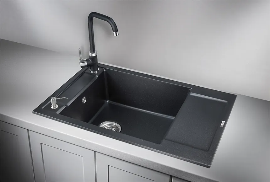 7806, ШВАРЦ (чёрный металлик), кухонная мойка, кварц GRANULA 7806-ST174