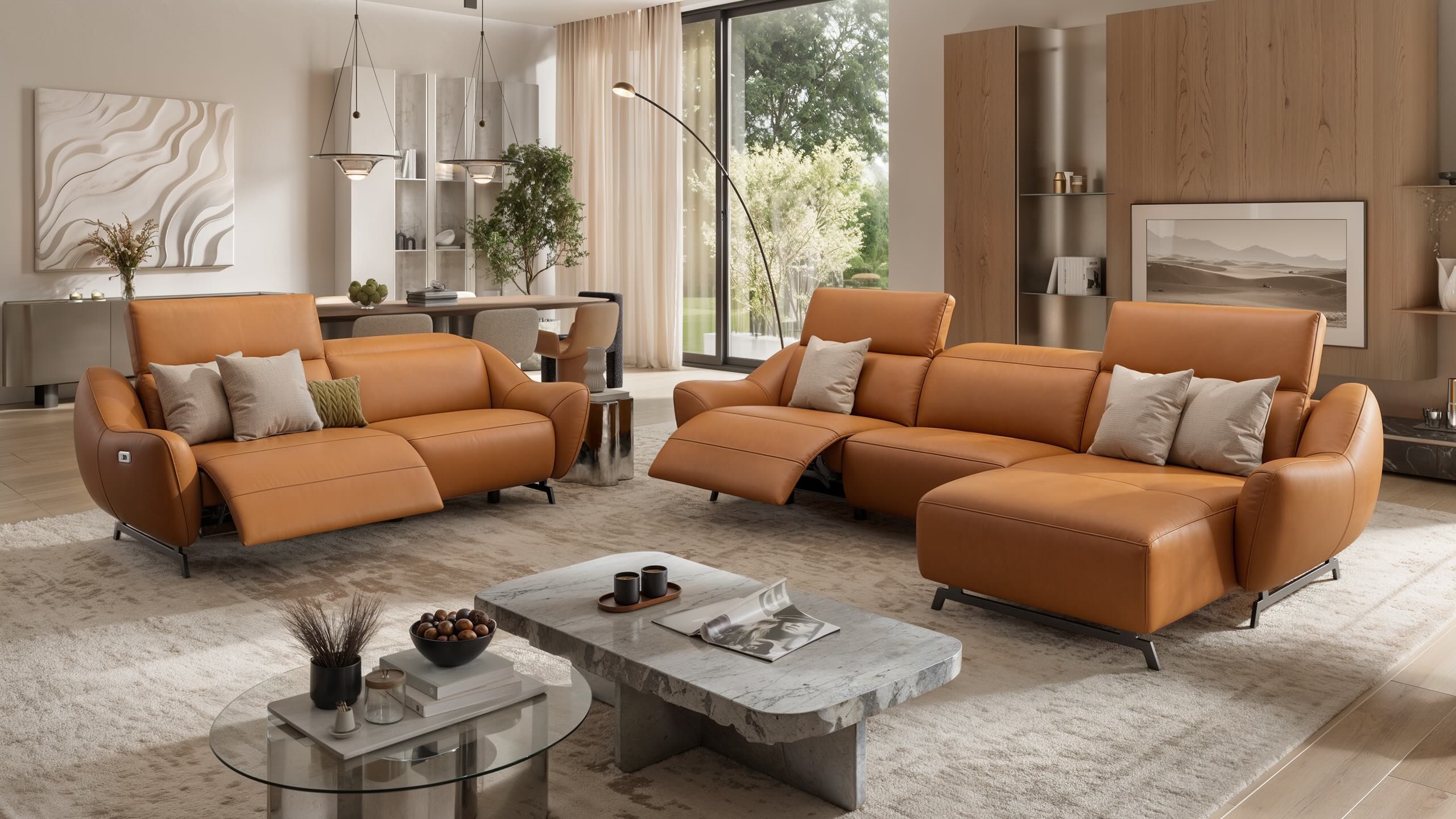 Кожаный диван с полуостровом Sofanella Ливери ARCH-00006755 - Вид №4