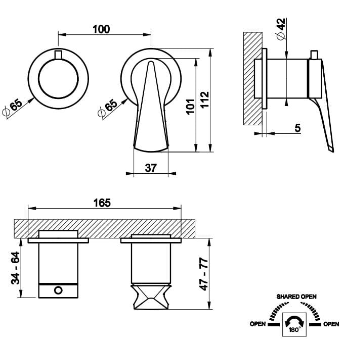 Смеситель для душа из хромированной латуни Gessi вентилятор ARCH-00122472 - Вид №2