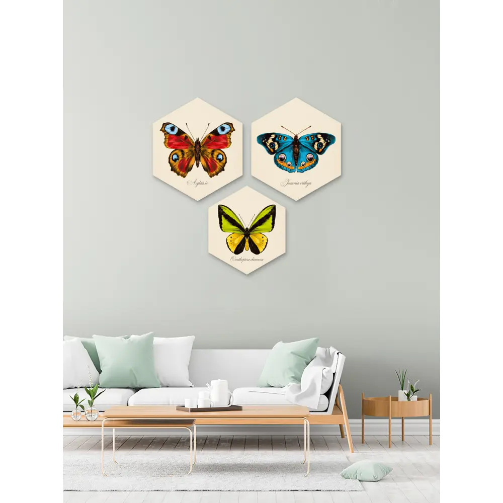 Картина на МДФ Бабочки 45x52 см 3 шт POSTERMARKET STLM-2185751 - Вид №3