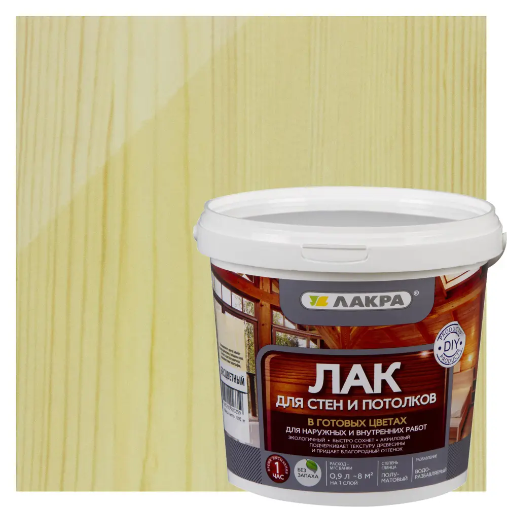 Лак тонированный для стен и потолка Лакра бесцветный 0.9 л STLM-2196281
