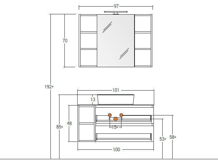Деревянный подвесной умывальник с зеркалом LEGNOBAGNO Экспресс ARCH-00016003 - Вид №2