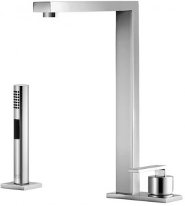 32843680-00_1_27722970-00_1 Смеситель на два отверстия с накладной панелью с душевым гарнитуром для ополаскивания - хром Dornbracht Lot