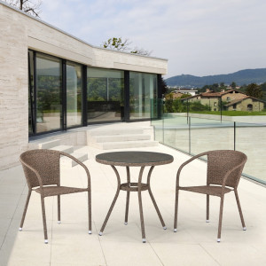 T282ANT/Y137C-W56 Light brown 2Pcs Комплект плетеной мебели T282ANT/Y137C-W56 Light brown Afina