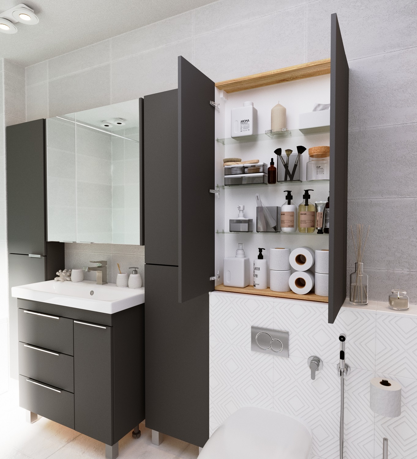 У92551 Шкаф Gaula 60П 2д.Black 1 Marka Gaula  - Вид №2