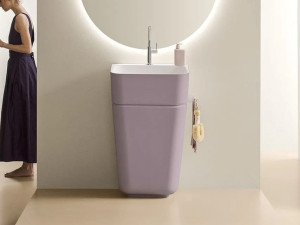 Керамическая отдельно стоящая раковина с держателем для полотенец