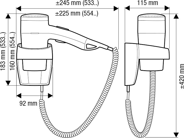 Valera Premium 1200 Мод.533.04 / 038A - 1200 Вт - Фен настенный 55330101 