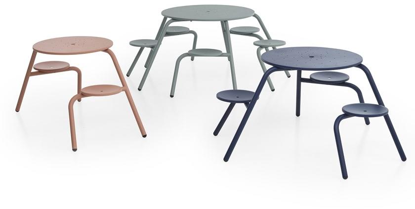 Extremis Круглый металлический стол для пикника со встроенными стульями sun-id-1346887 - Вид №6