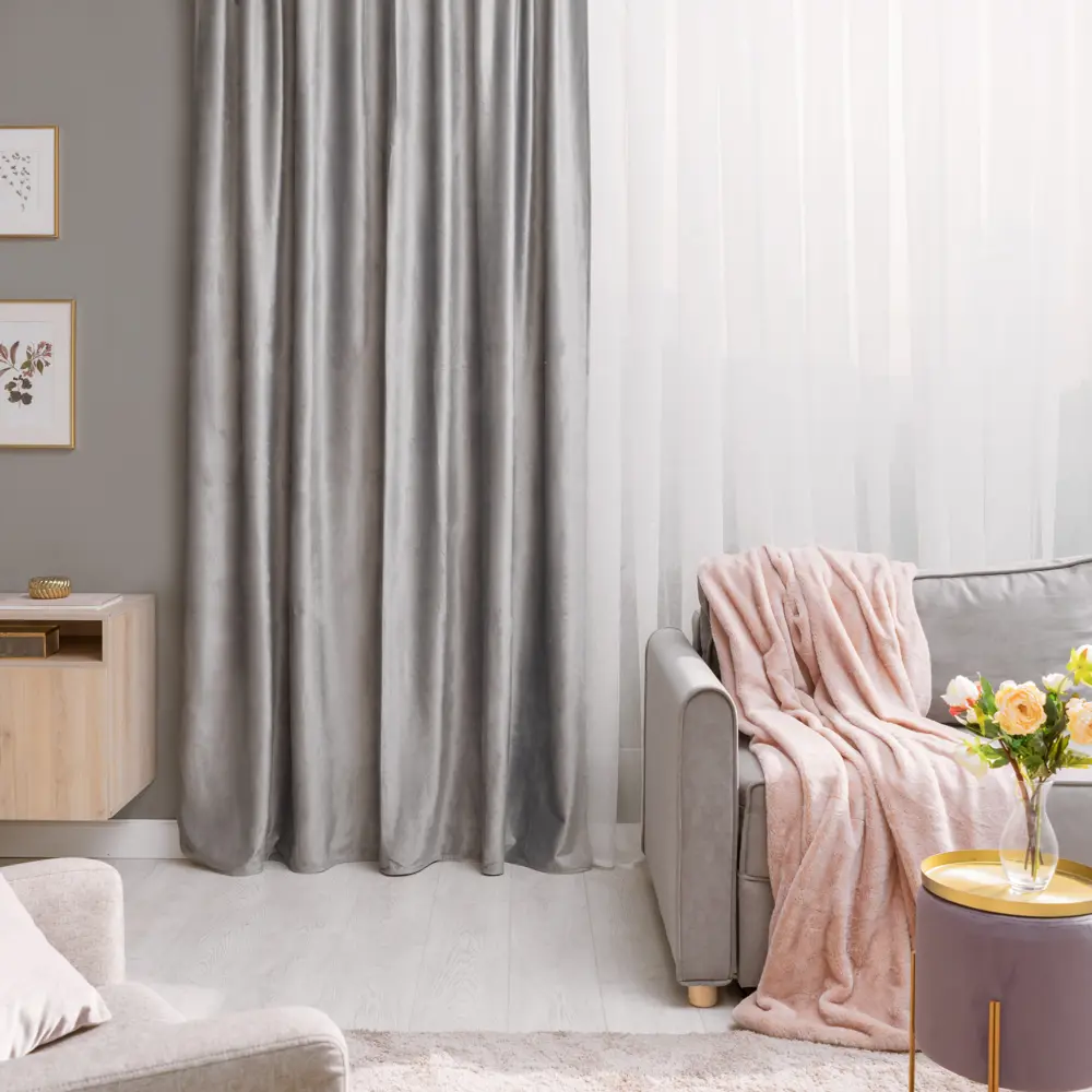 Штора на ленте со скрытыми петлями блэкаут KREAFORTA Annalise 200x280 см цвет серый 89407418 STLM-2064913  - Вид №10