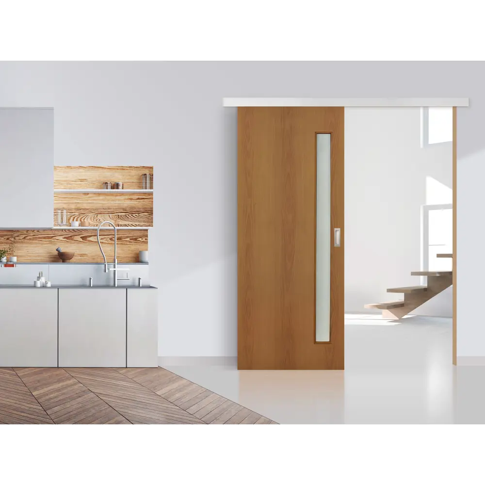 Комплект двери со стеклом 60x200 см финиш бумага цвет орех с добором 100 мм ПРИНЦИП STLM-2038498 - Вид №1