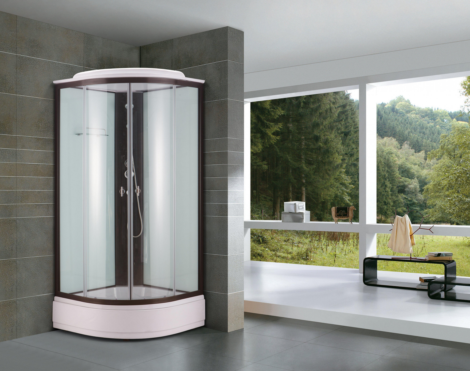 Душевая кабина NG- 6702-14 (1000х1000х2150) низкий поддон(26см) стекло ПРОЗРАЧНОЕ черные профиля Niagara Classic 67021414