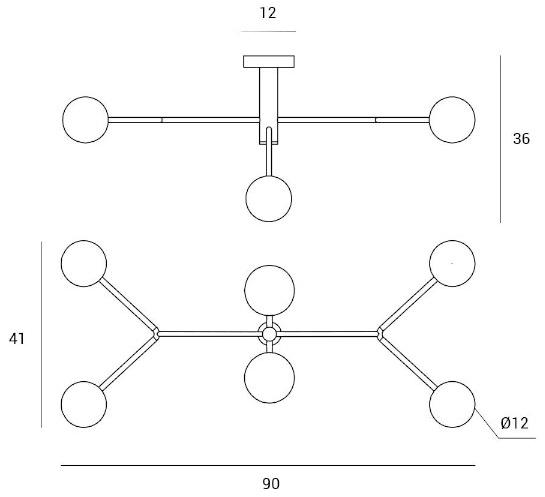 Miloox Потолочный светильник из боросиликатного стекла и металла Cosmo 1744.166 - Вид №2