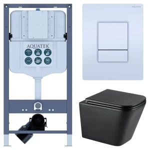 Комплект инсталляции Aquatek Pneumo N 49 с безободковым унитазом Moneron клавиша Aquatek Pnn-0000001 белая