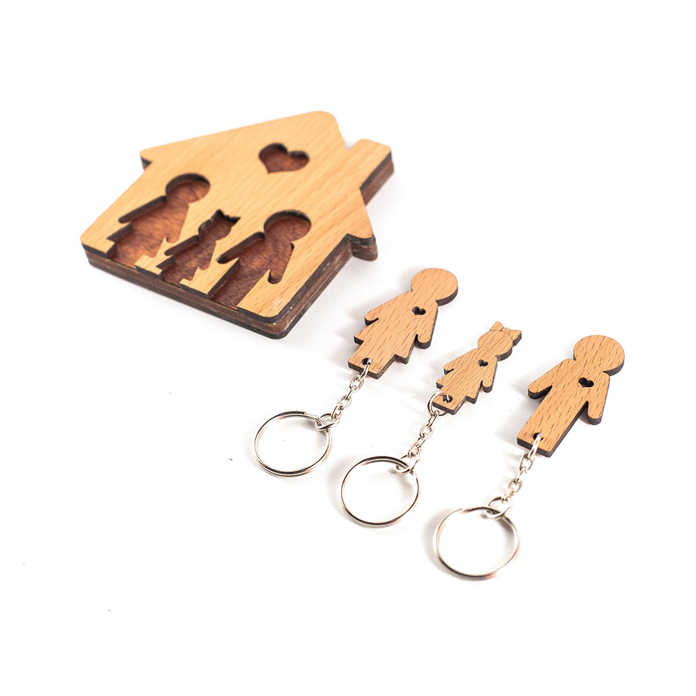 Ключница «Семья с дочерью» MIMI  300588 Натуральное дерево  - Вид №1