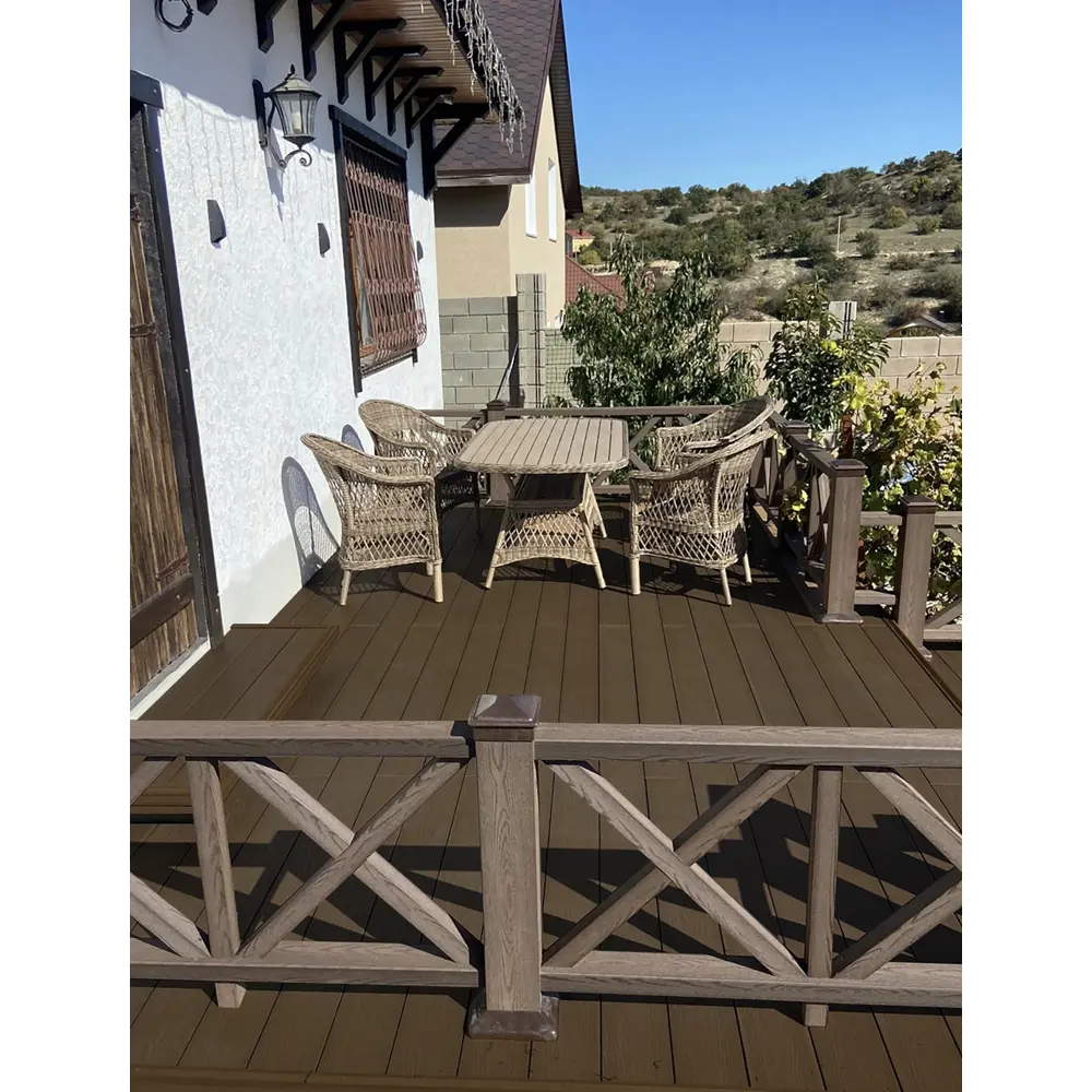 Террасная доска ДПК T-Decks цвет Венге 3000x150x20 мм двусторонний вельвет 0.45 м² STLM-2115835 - Вид №12