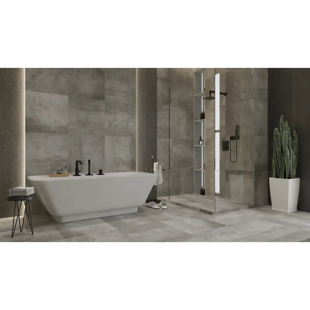 Глазурованный керамогранит Керамин Фабрик 60x60 см 1.44 м² матовый цвет серый STLM-2093799 - Вид №6