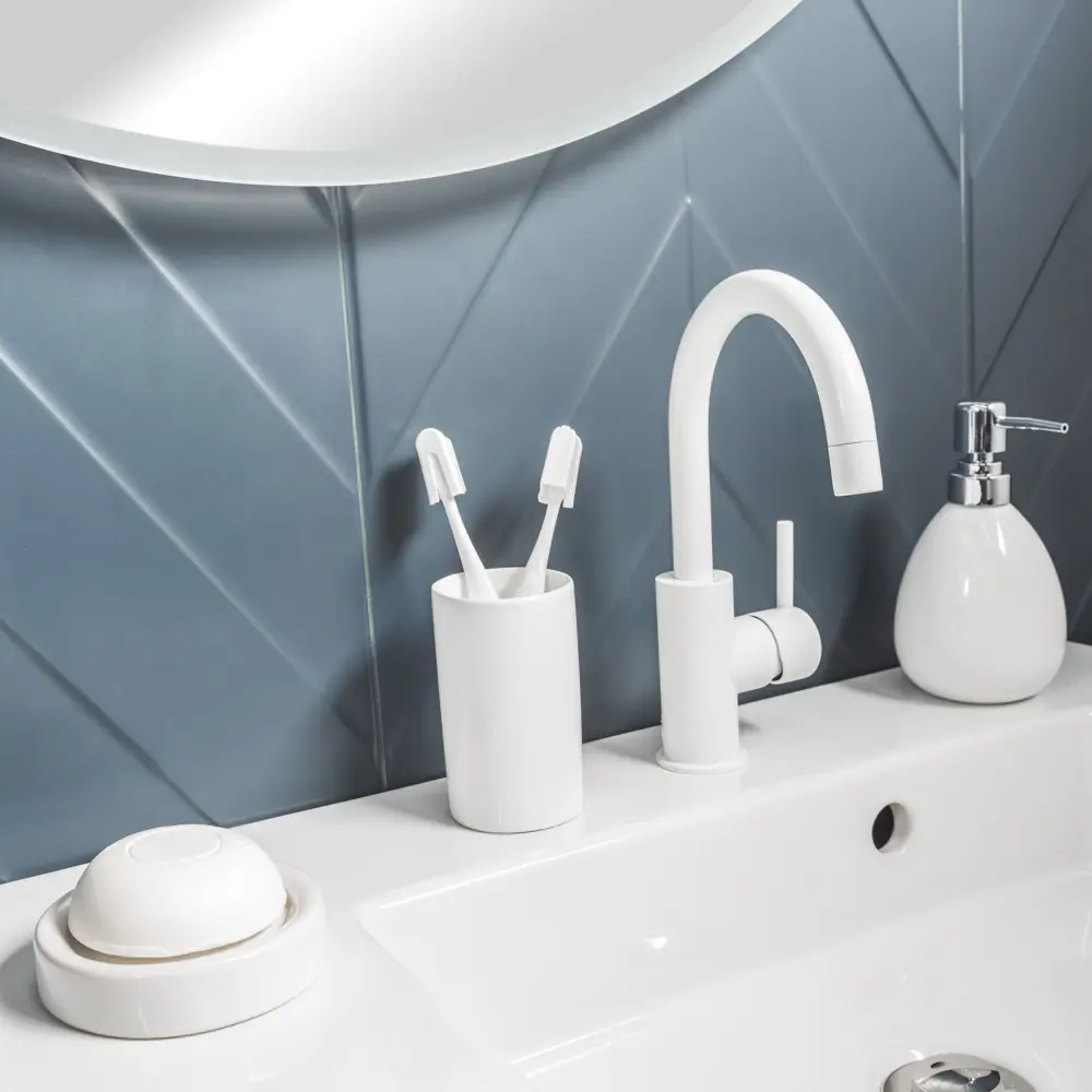 Керамический стакан для зубных щеток SENSEA Essential - белый минимализм 81926400 STLM-0013931 - Вид №5