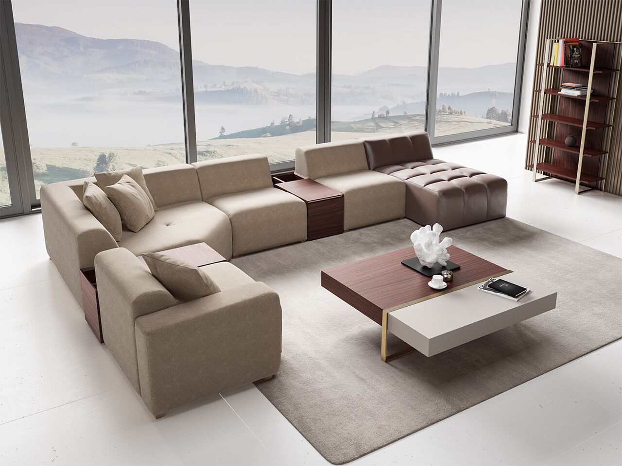 Модульный угловой диван из ткани NDESIGN шоколад ARCH-00016074 - Вид №3