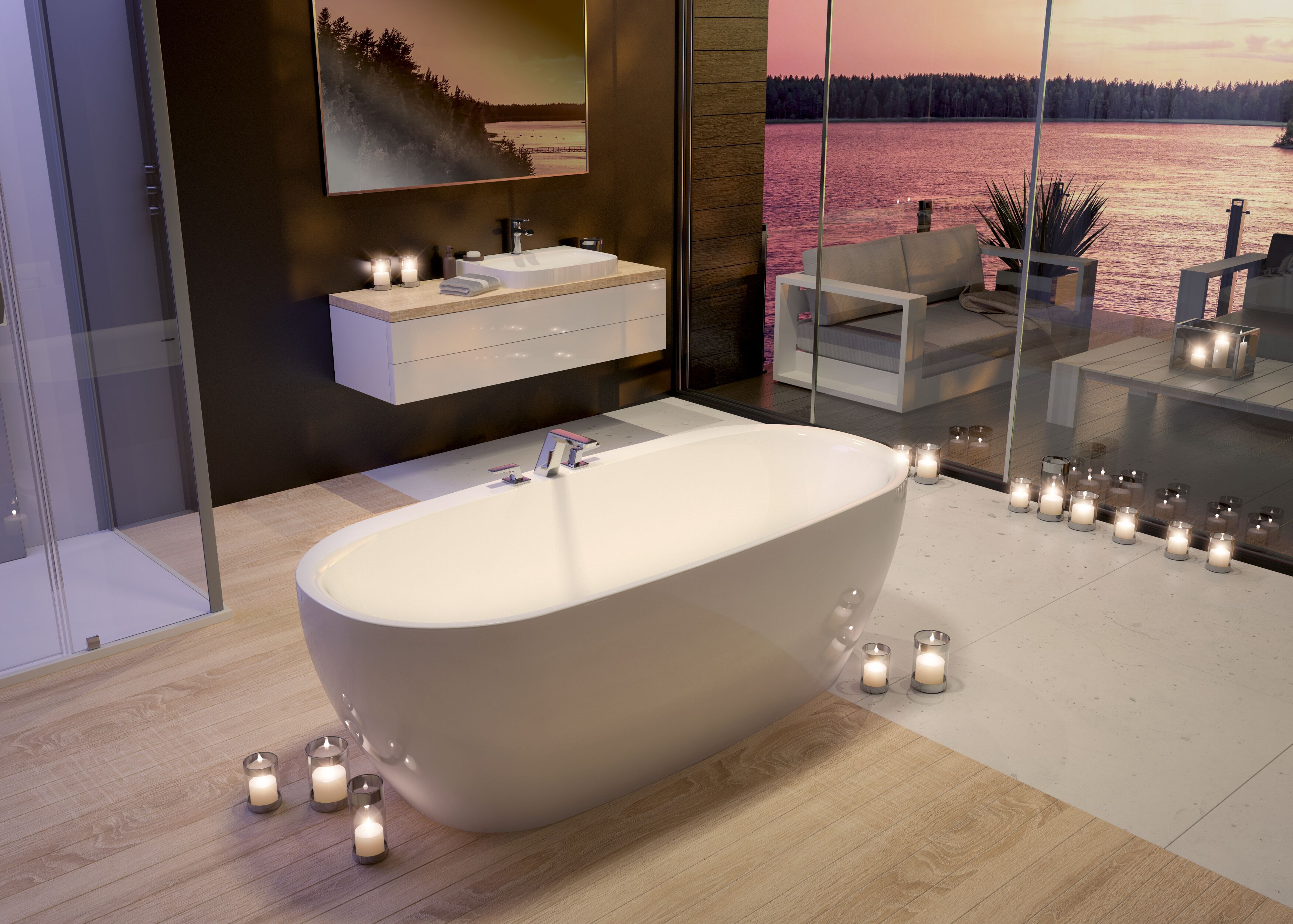 Овальная ванна акриловая комната центр HOESCH iSensi ARCH-00011892 - Вид №2