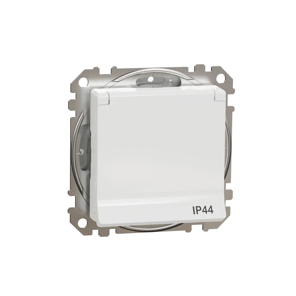 Розетка встраиваемая влагозащищенная Systeme Electric Sedna Design с крышкой IP44, цвет белый STLM-2056800 - Вид №1