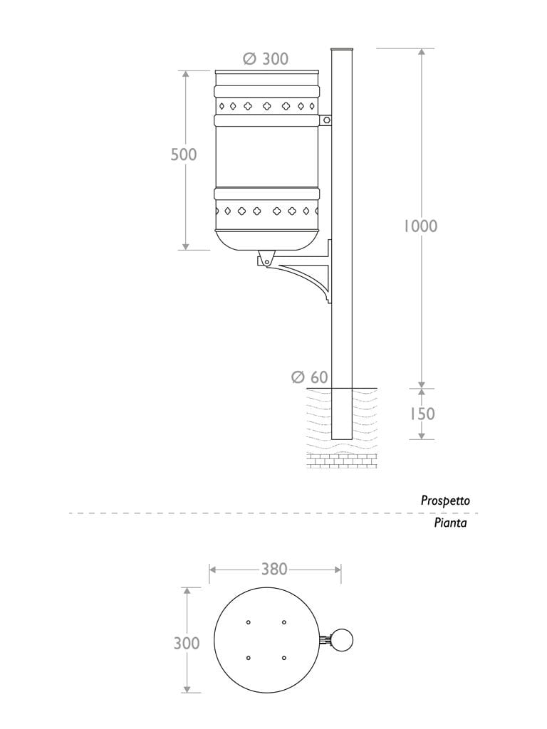 Оцинкованная стальная стойка для мусора EUROCOMITALIA современная мебель ARCH-00042534 - Вид №3