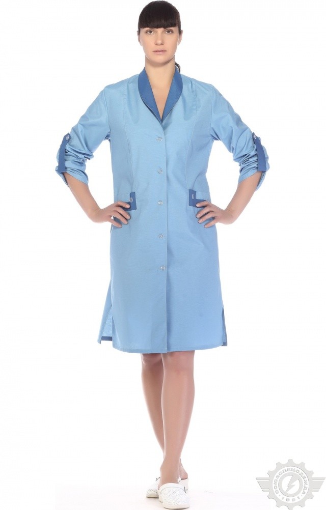 61736 Халат "Радуга" длинный рукав голубой  Одежда для обслуживающего персонала  размер 56 Спецодежда  - Вид №11