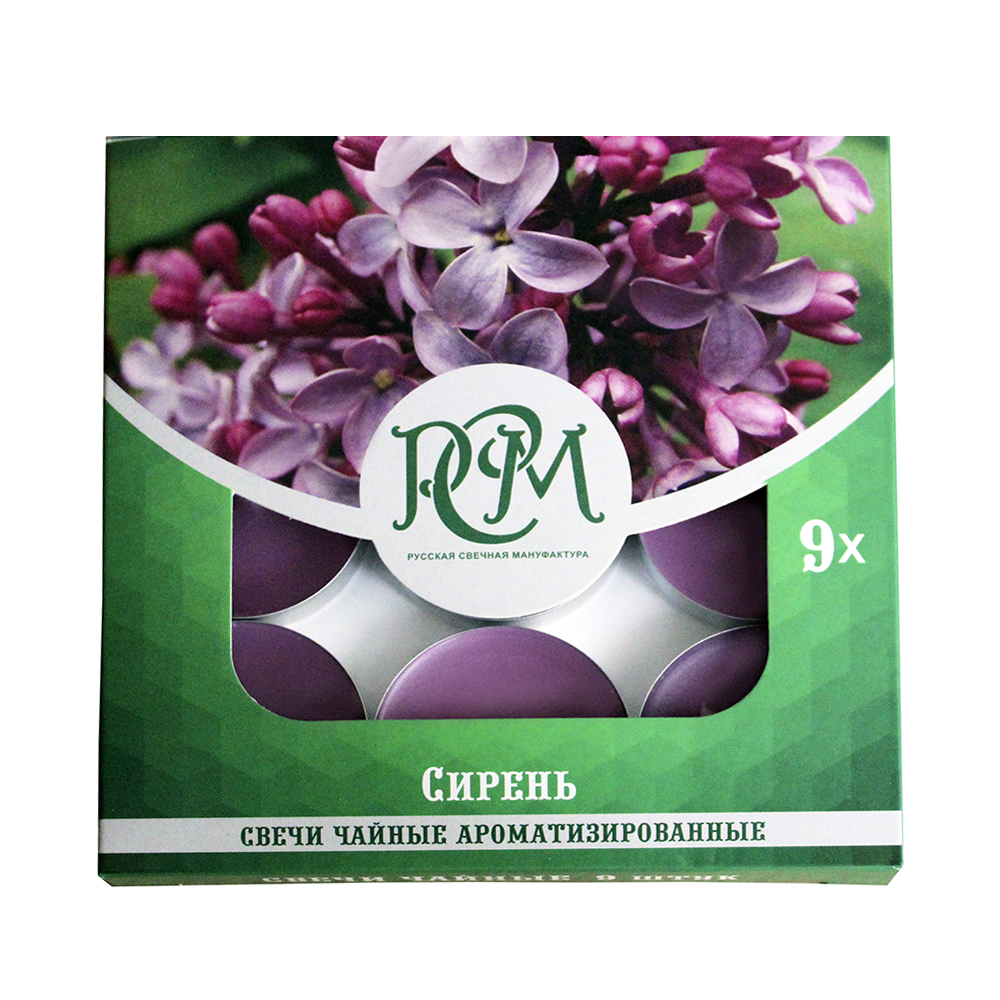 1300916 Свеча чайная 100 г 9 шт. Сирень РСМ 