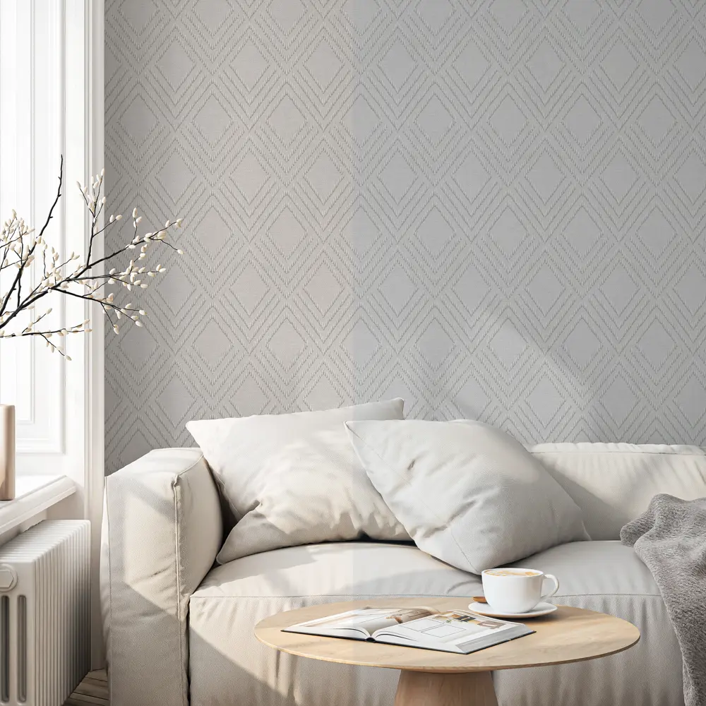 Обои флизелиновые Wallsecret Lana серые с геометрическим рисунком 89420063 STLM-1568467 - Вид №5