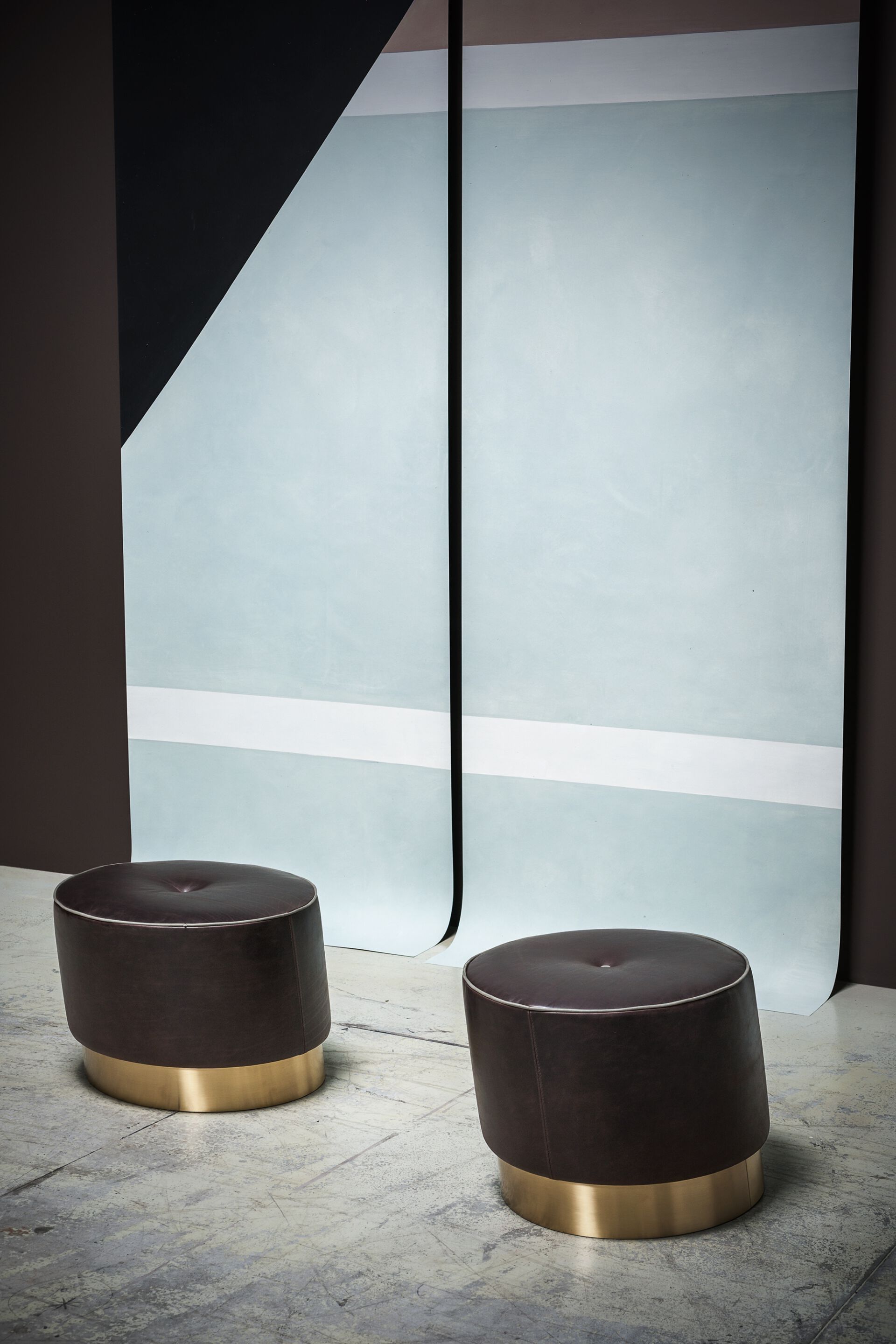 Круглый кожаный пуф Baxter Anais ARCH-00076576 - Вид №2