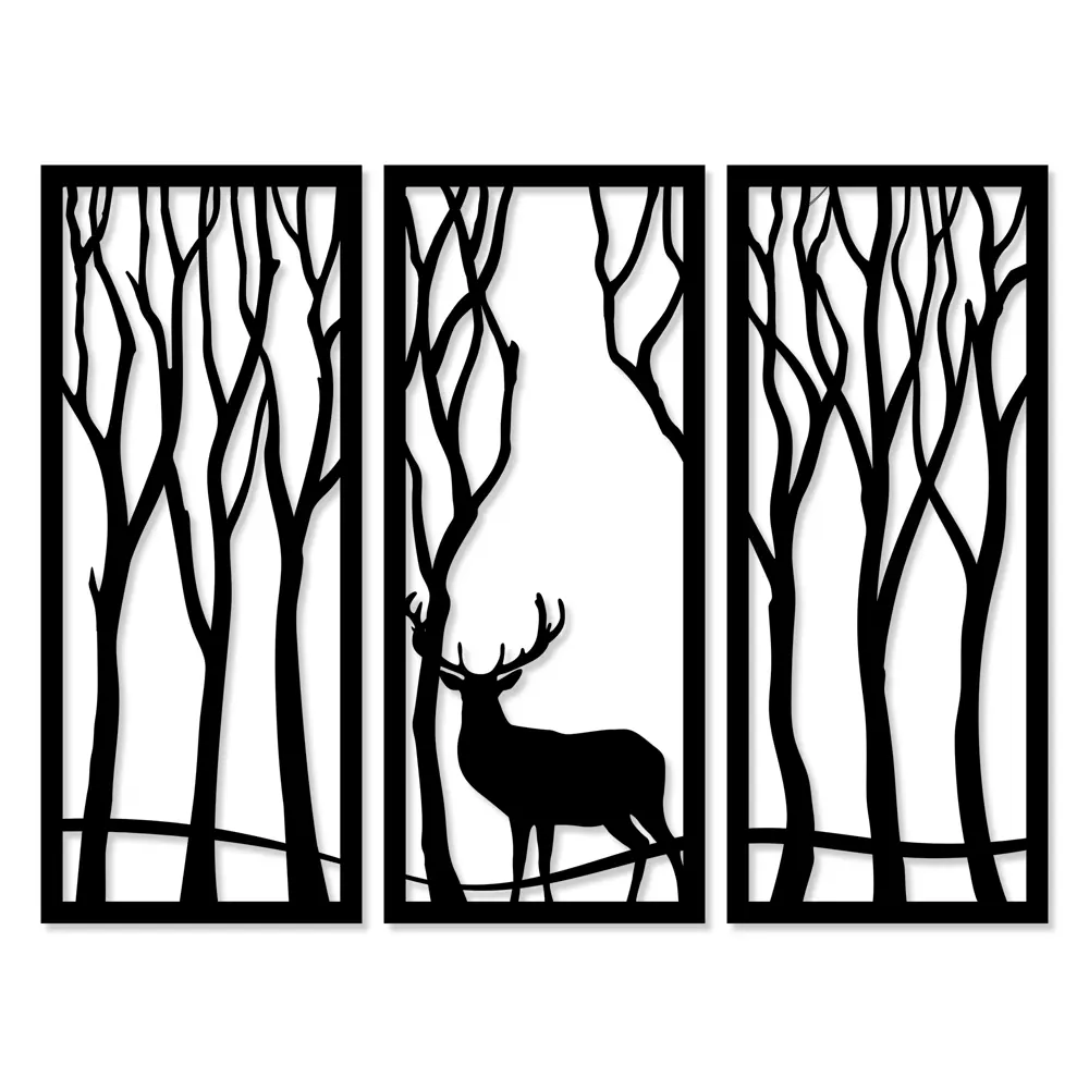 Панно декоративное Лось в лесу МДФ 25x59 см черное Santreyd STLM-2006278