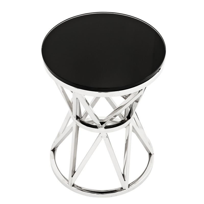 Столик-табурет приставной черный с основанием хром 29 см Domingo S от Eichholtz EICHHOLTZ  242559 Хром;черный  - Вид №1