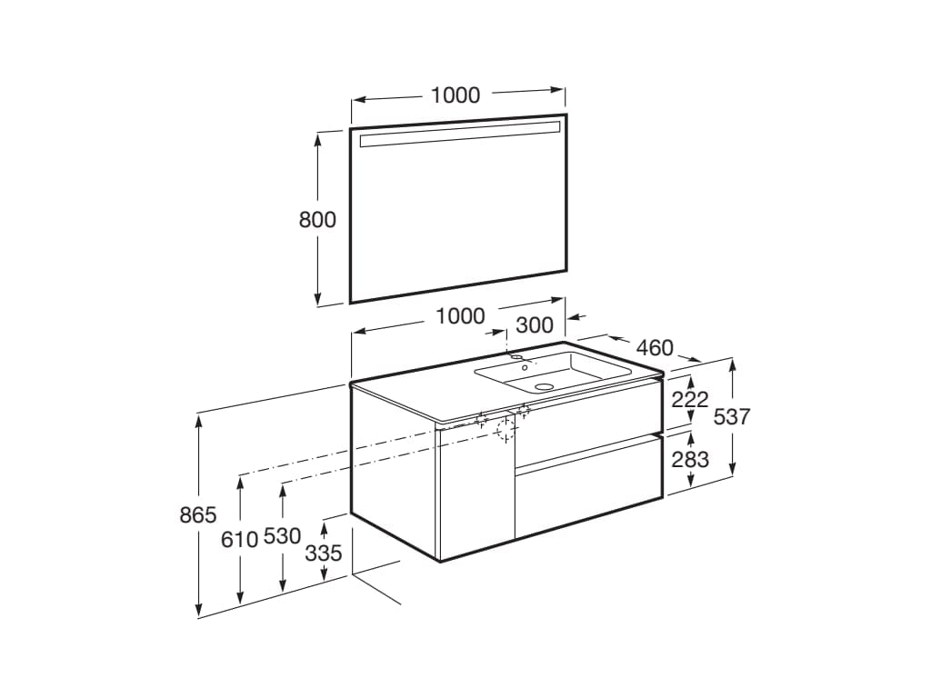 Деревянный умывальник с ящиками, дверцами, зеркалом и встроенной раковиной Roca The Gap ARCH-00147702 - Вид №17