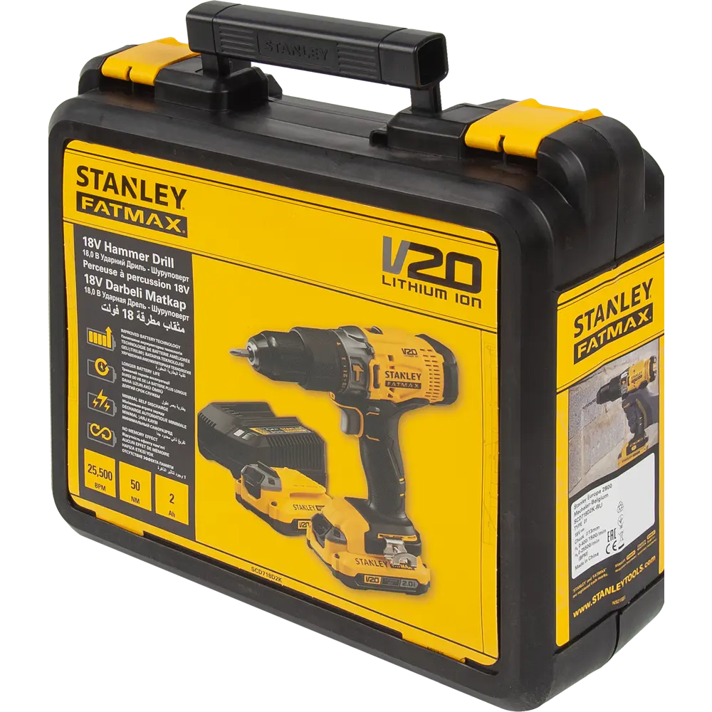 Дрель-шуруповерт аккумуляторная ударная Stanley Fatmax SCD718D2K, 18 В Li-ion 2х2 Ач STLM-2038044 - Вид №6