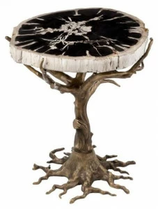 Il Bronzetto Журнальный столик из латуни со столешницей из ископаемого дерева Eclectic Oak03