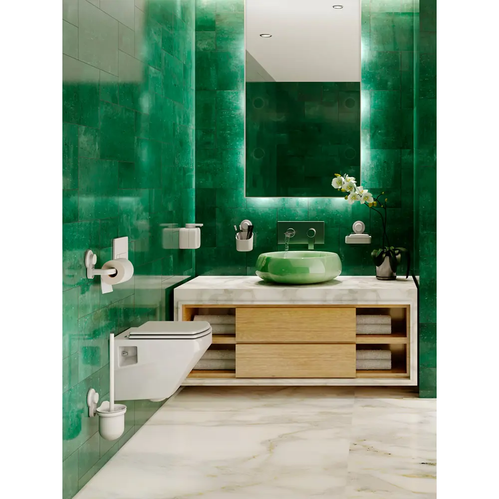 Дозатор для мыла на присосках навес easy пластик белый Santreyd STLM-2173607 - Вид №6