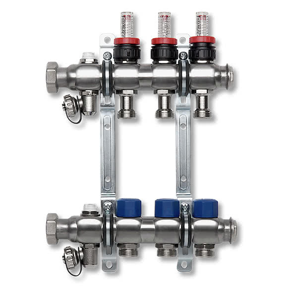 1VT02DM SANHA VT-DM Коллектор из нерж.стали с регул-ми датч-ми потока и термостатами 2 мм  - Вид №1