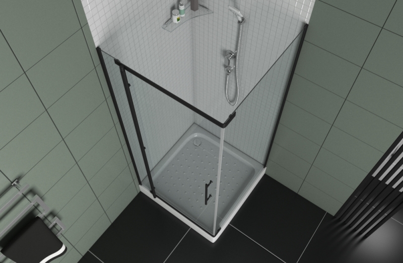 Душевое ограждение (без поддона) 900*900*1950 Стекло 8мм easy clean BLACKLINE BS090.3113A bravat  - Вид №1