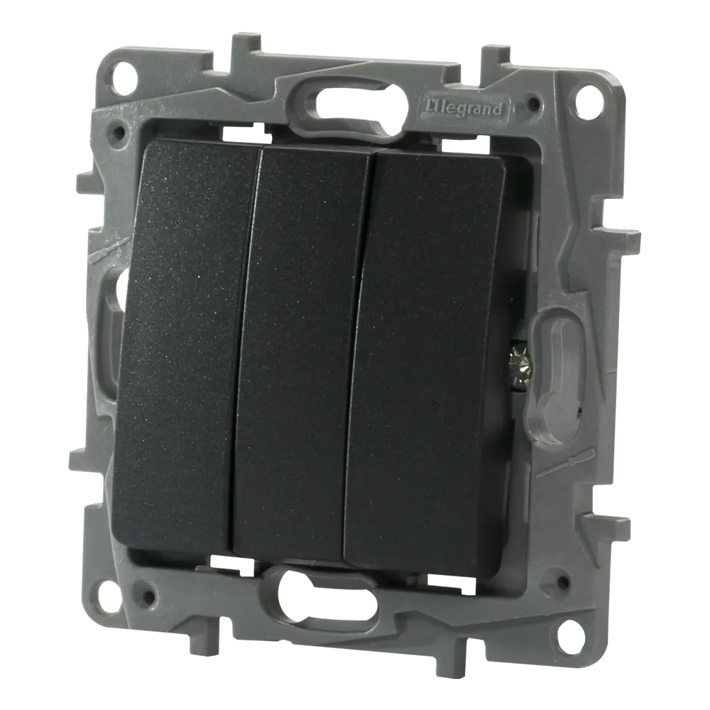 Выключатель встраиваемый Legrand Etika 3 клавиши цвет антрацит STLM-2101474 - Вид №2