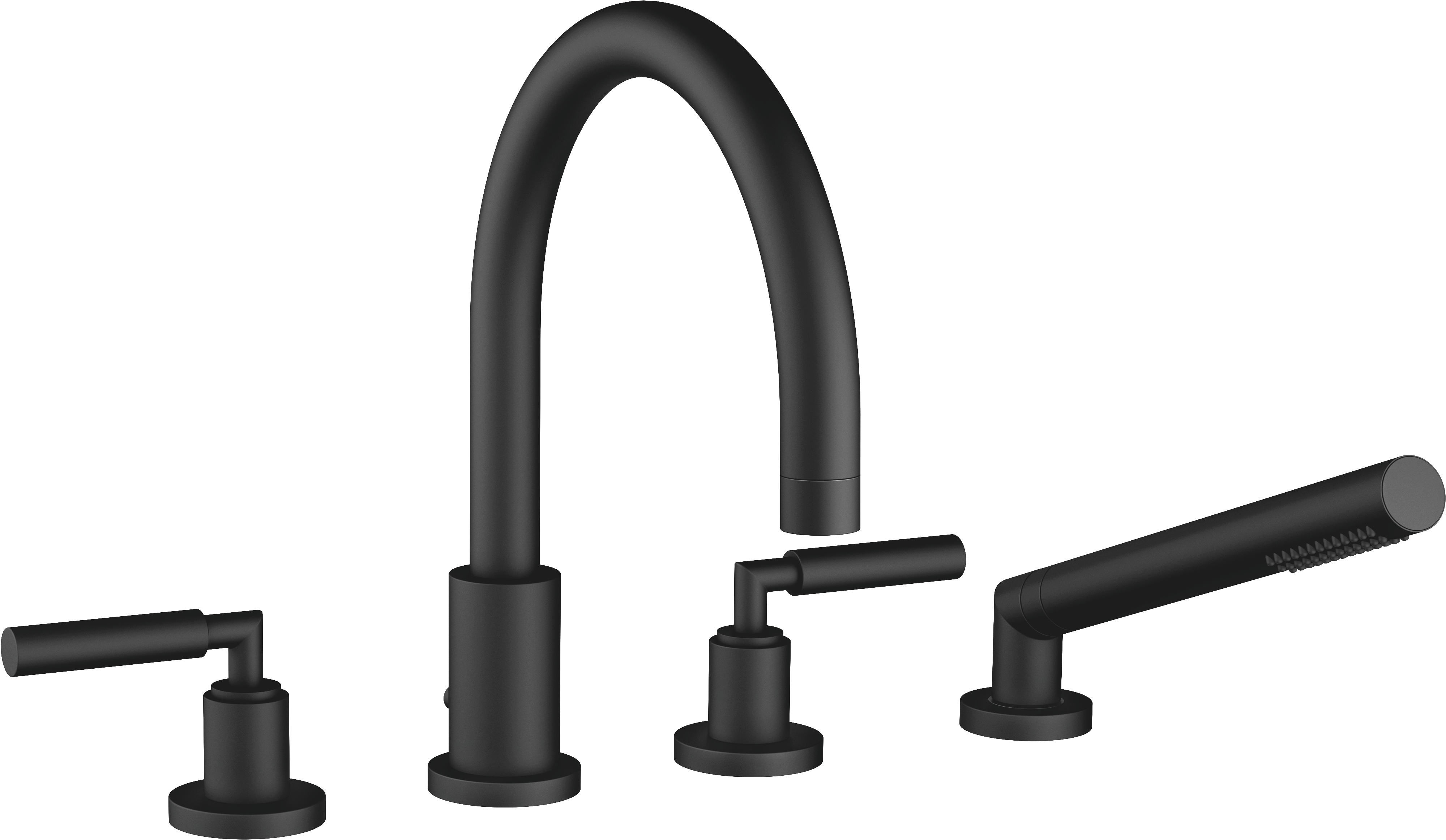 ТАРА Душевой набор для ванны, монтаж на край ванны или на край плитки - матовый черный