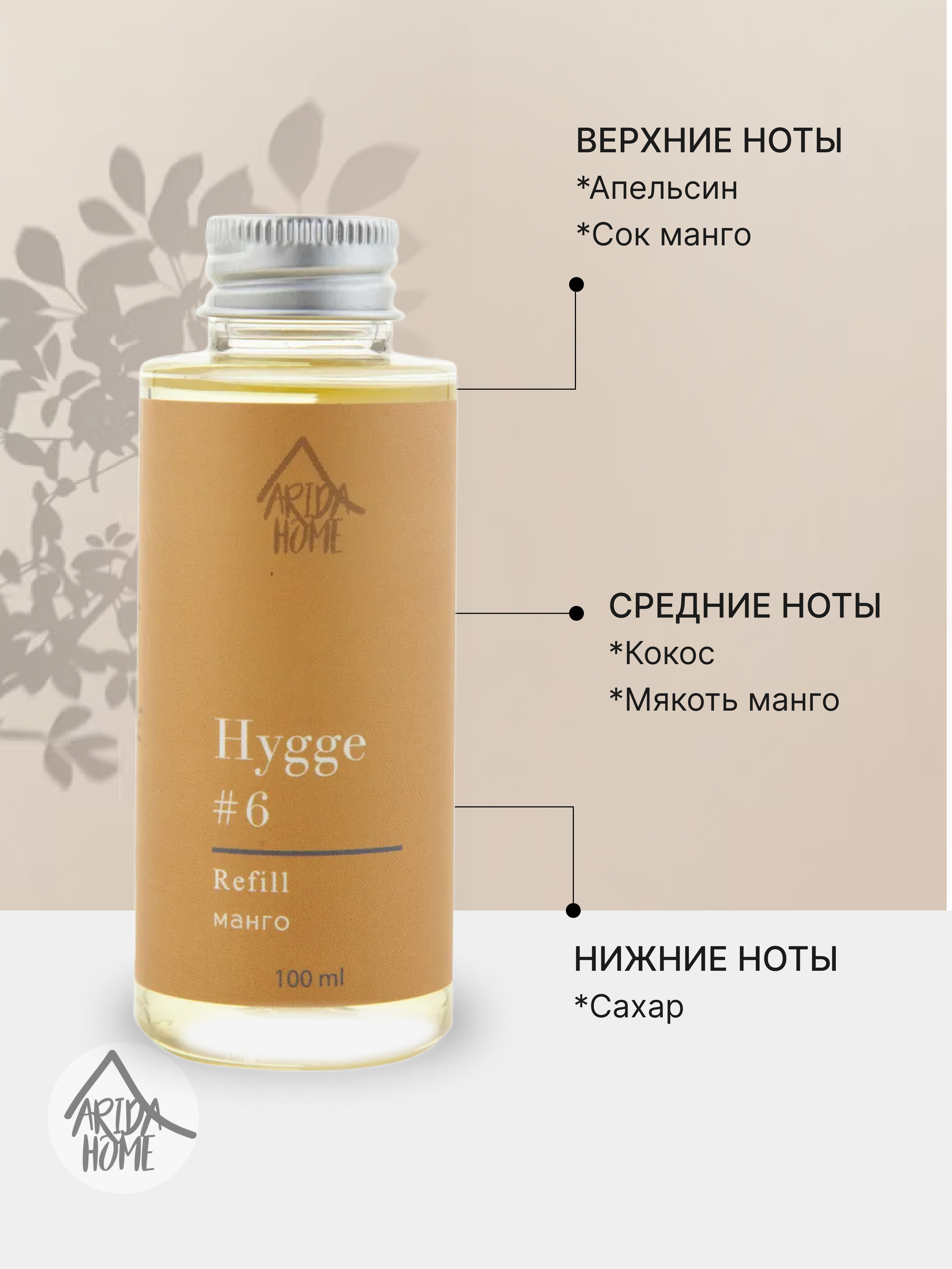 ARIDA HOME Наполнитель для диффузора Hygge с ароматом манго 100 мл 84535183 STLM-0051606 - Вид №2