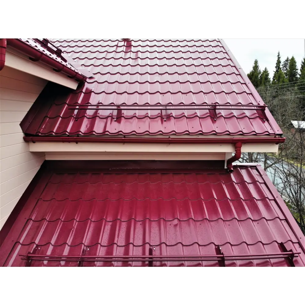 Металлочерепица 0.5 мм ГОСТ 1170x1180 мм RAL 3005 красный Grand Line STLM-2000970 - Вид №4