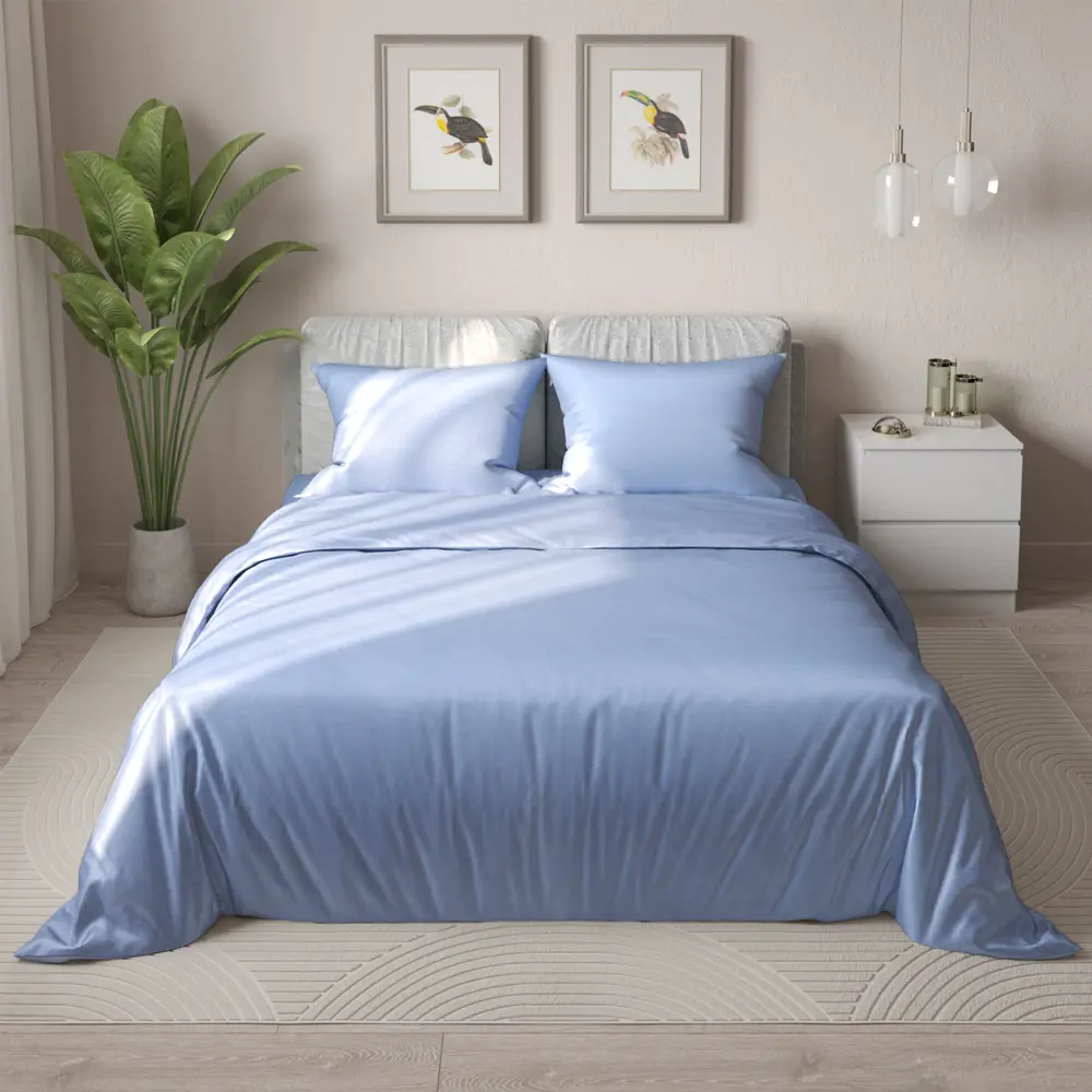 Комплект постельного белья Blue полутораспальный полисатин синий Santreyd STLM-2184469