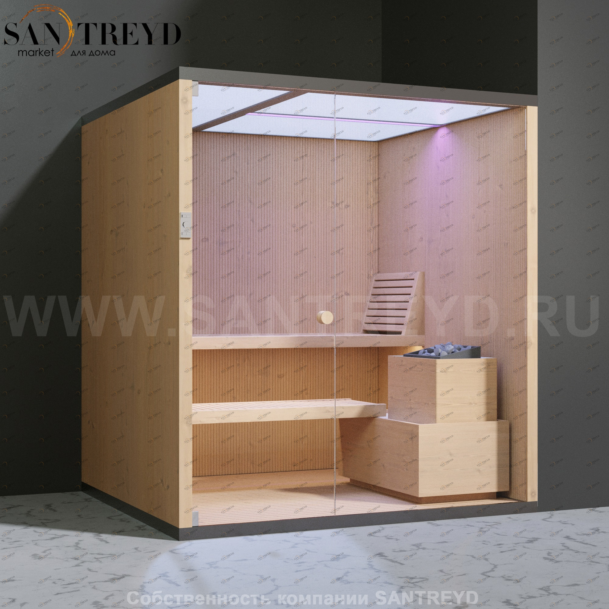 Effegibi BODYLOVE S BL20100002 Сауна. Установка: в правый угол. Мощность: 8 кВт макс. Размеры: длина 200 см, ширина 176 см. Отделка: канадский хемлок и гладкий хемлок.