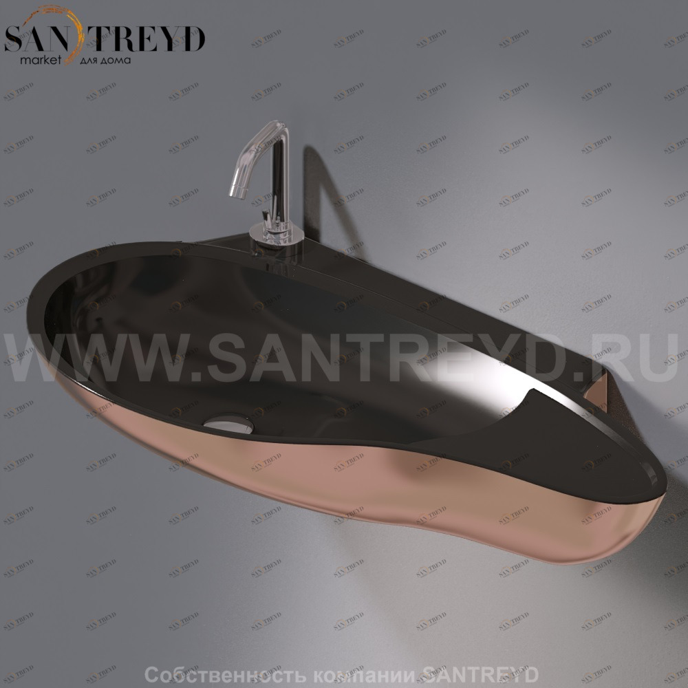 L500T0R1V4.260 Подвесная раковина настенная овальная A. e T. Italia SPOT черная AeT ITALIA ACCENT