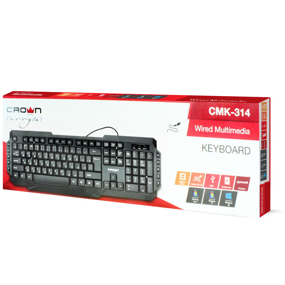 CMK-314+ Клавиатура (10 мультимедийных клавиш, 104 клавиши, usb) Crown Santreyd  - Вид №3