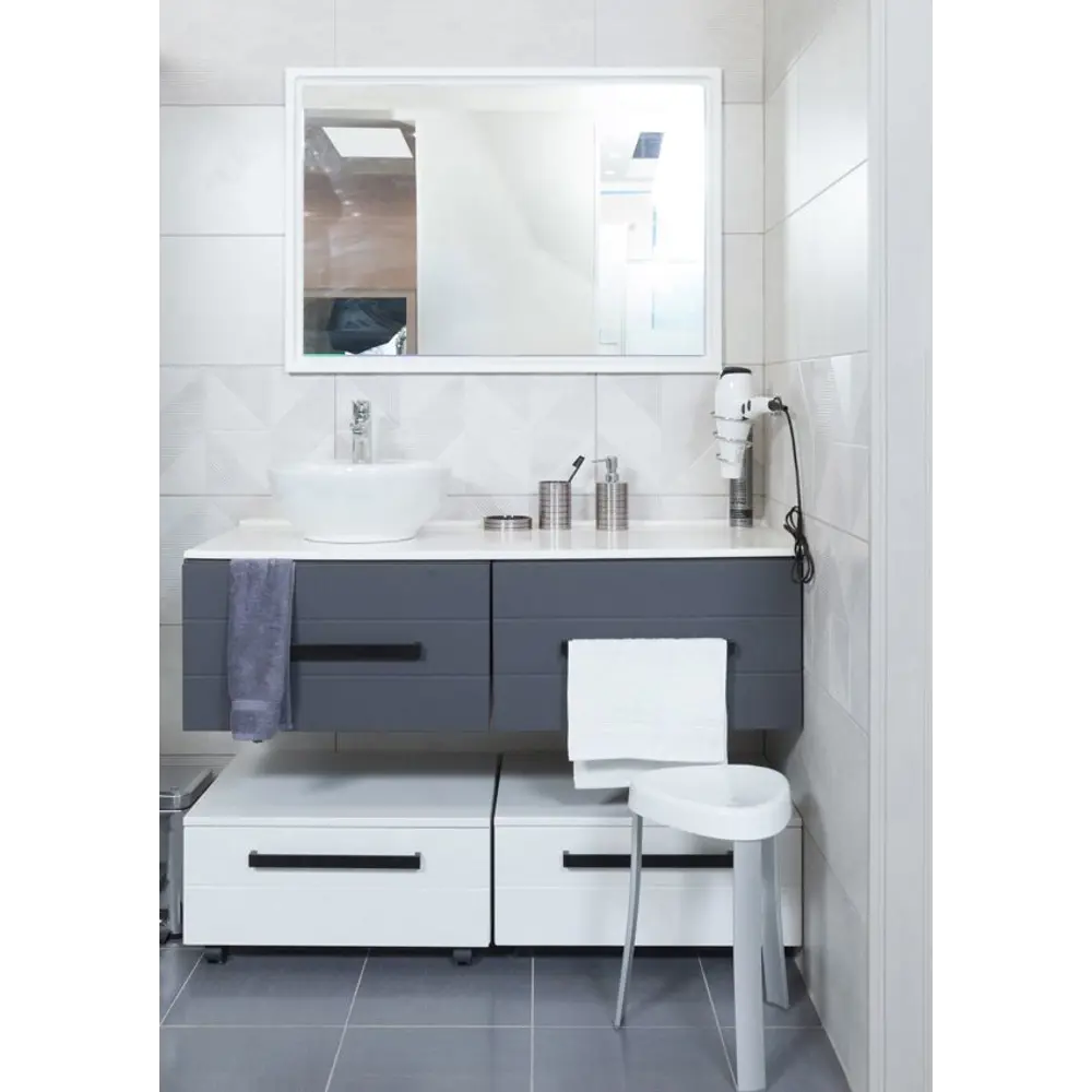 Зеркало для ванной Omega Glass NNB15 60x90 см прямоугольное цвет белый Бытовое зеркало STLM-2076585