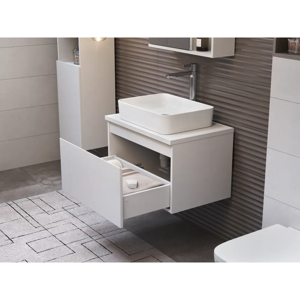 Тумба под раковину подвесная Vigo Matteo 70 см цвет белый STLM-2093392 - Вид №7