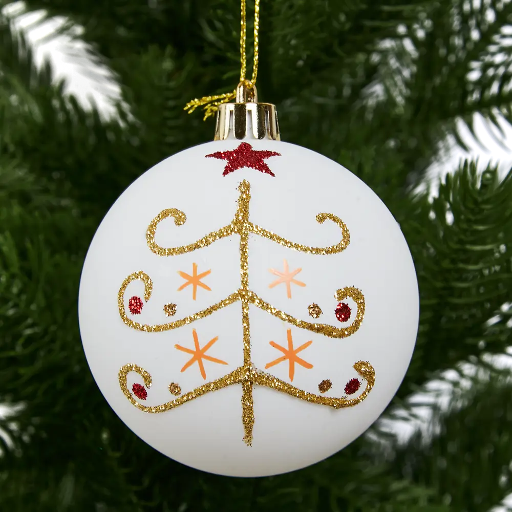 87036397 Елочное украшение Шар с узором Christmas ø7.8 см пластик цвет белый STLM-0960510 Santreyd 