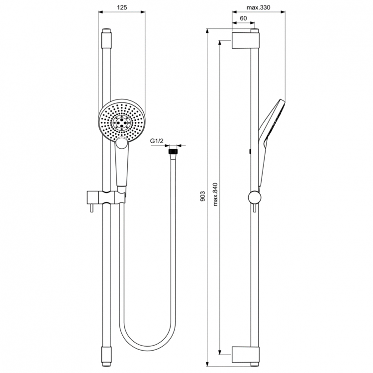 B1763AA Душевой гарнитур Ideal Standard IDEALRAIN EVO JET  - Вид №6